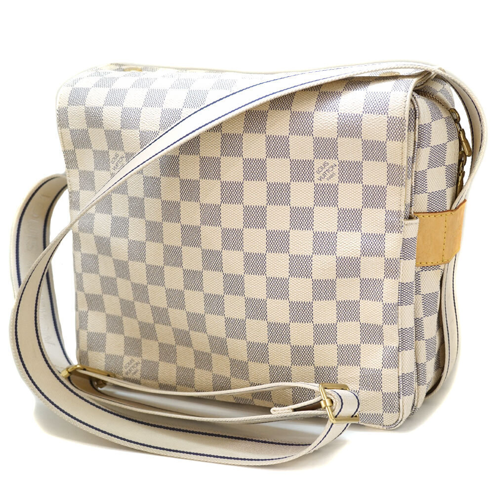 LOUIS VUITTON Naviglio Damier Azur White Canvas Shoulder Bag White